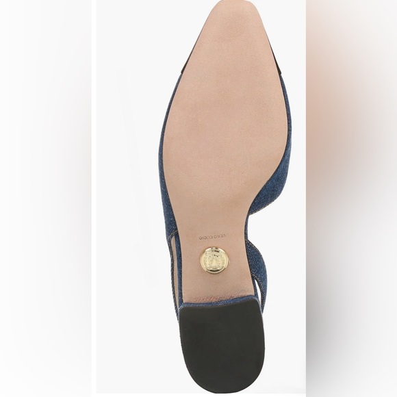 NEW VERONICA BEARD Cecile denim slingback pumps in Mountain Blue/ Black Size 8.5 - Picture 8 of 9